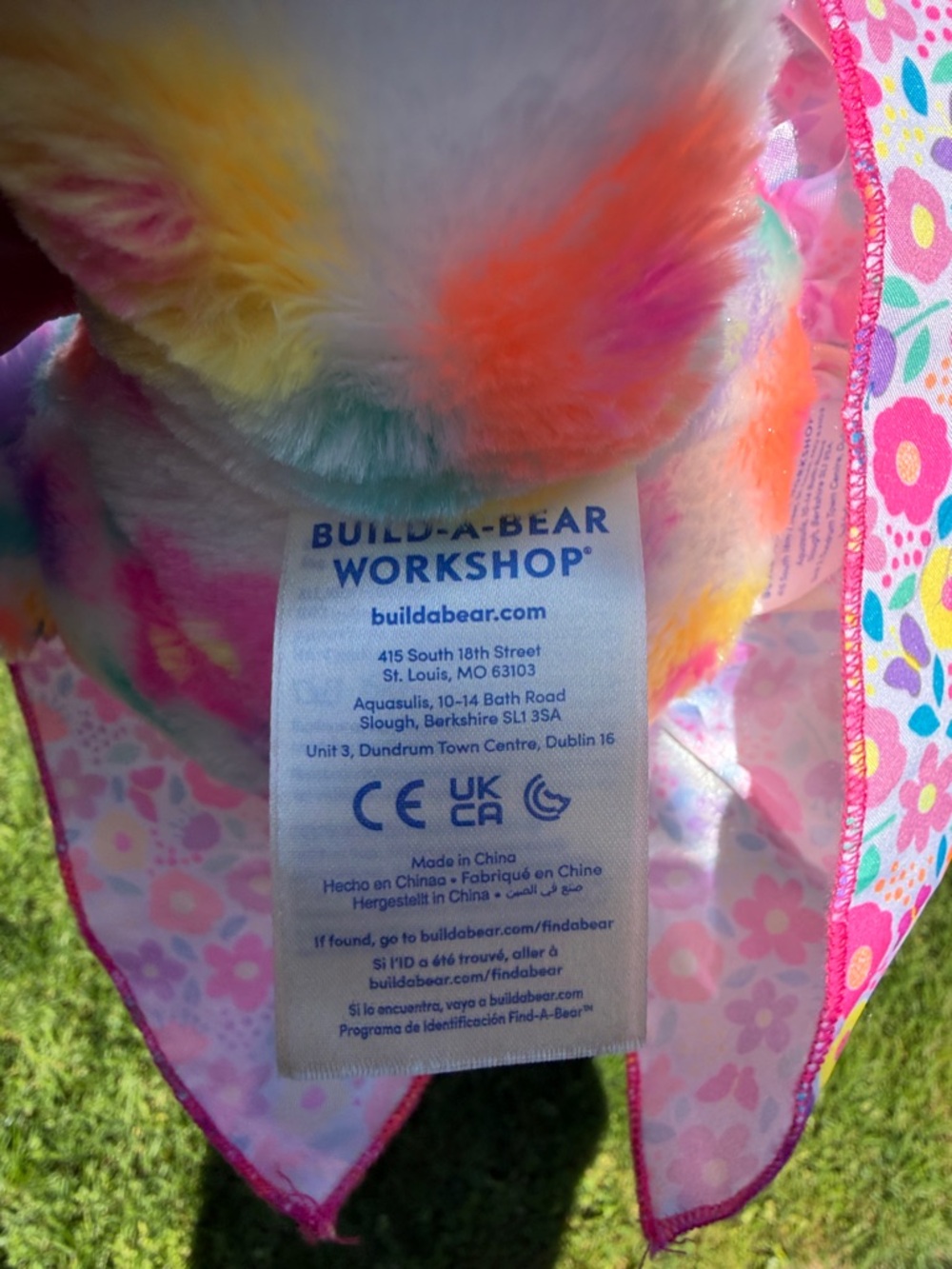 Build a bear Flower Multicolor Bunny With Outfit and Bow - Picture 3 of 4